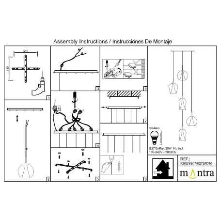 Floron de techo 5L serie ELSA Negro - 62x3h