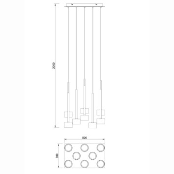 Colgante 8 Luces serie TONIC Multicolor - 50x30x200h 2