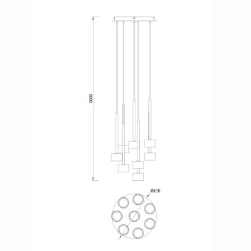 Colgante 8 Luces serie TONIC Multicolor - 47x200h 2