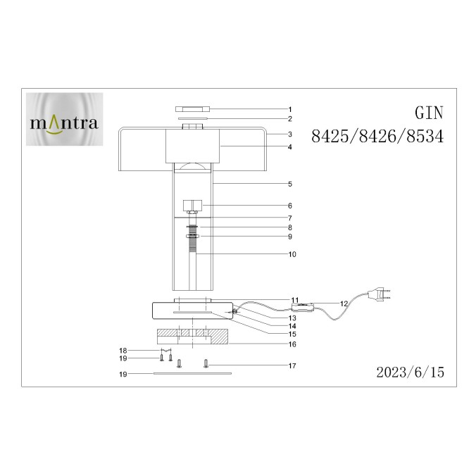 Sobremesa  serie GIN Oro/Negro - 32x45h