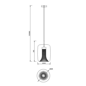 Colgante GU10  Cilindro serie KRISS Negro/Bronce - 24x38-180h 2