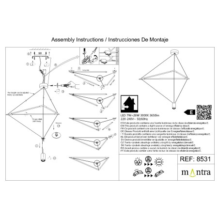 Colgante LED 7+26W Grande serie ELECTRA Negro - 97.6x29x150h