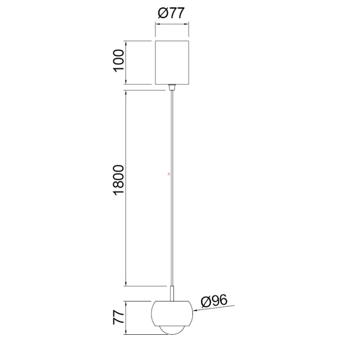 Colgante 1 Luz serie ROLLER Negro - 9.6x19-200h