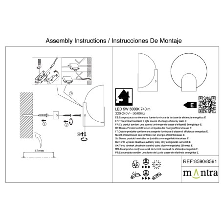 Aplique LED  serie OCULO Negro - 20x10.8x21h