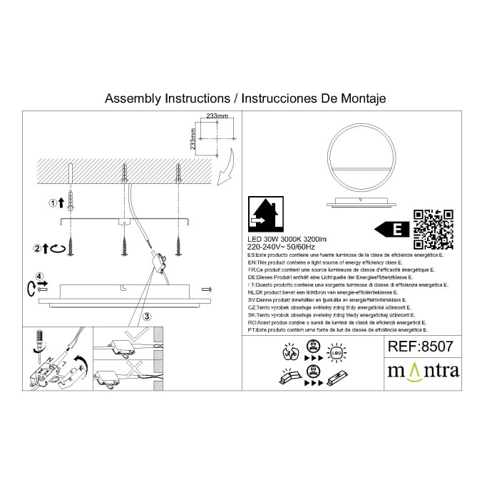 Plafón LED 20W serie MARMOL Blanco - 27.2x5.1h
