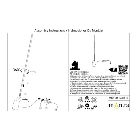 Pie De Salón 28W serie MARMOL Blanco - 10x180h
