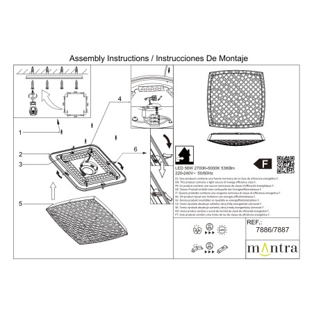 Plafón LED 56W Dimable serie URBAN Blanco - 38.5x38.5x8.6h