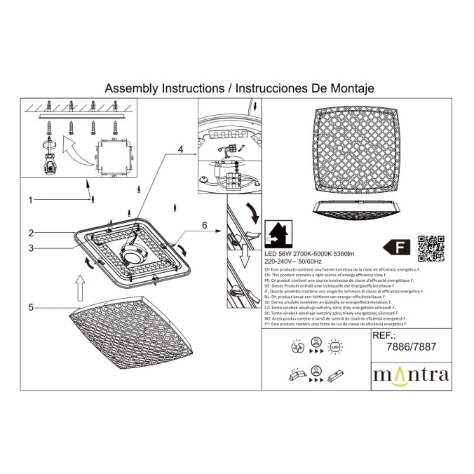 Plafón LED 56W Dimable serie URBAN Negro - 38.5x38.5x8.6h