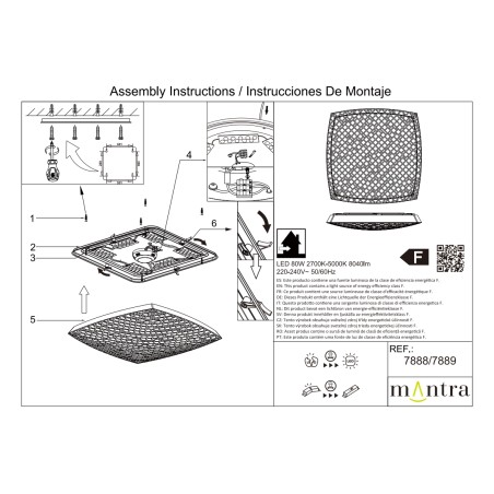 Plafón LED 80W Dimable serie URBAN Blanco - 51x51x9.1h