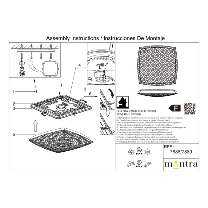 Plafón LED 80W Dimable serie URBAN Negro - 51x51x9.1h