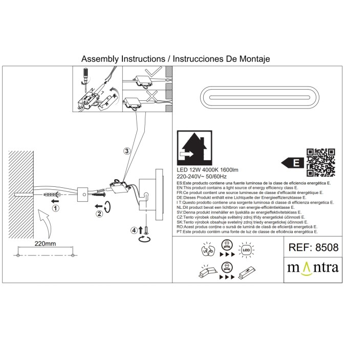 Aplique LED  serie TULUM Blanco - 40x10x4.5h