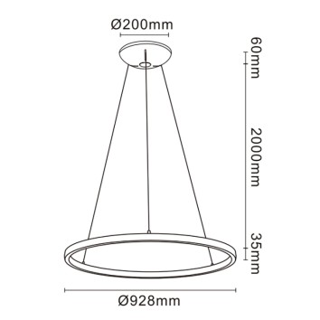 Colgante LED 60+20W serie RIUMAR Arena - 92.8x100-210h 2