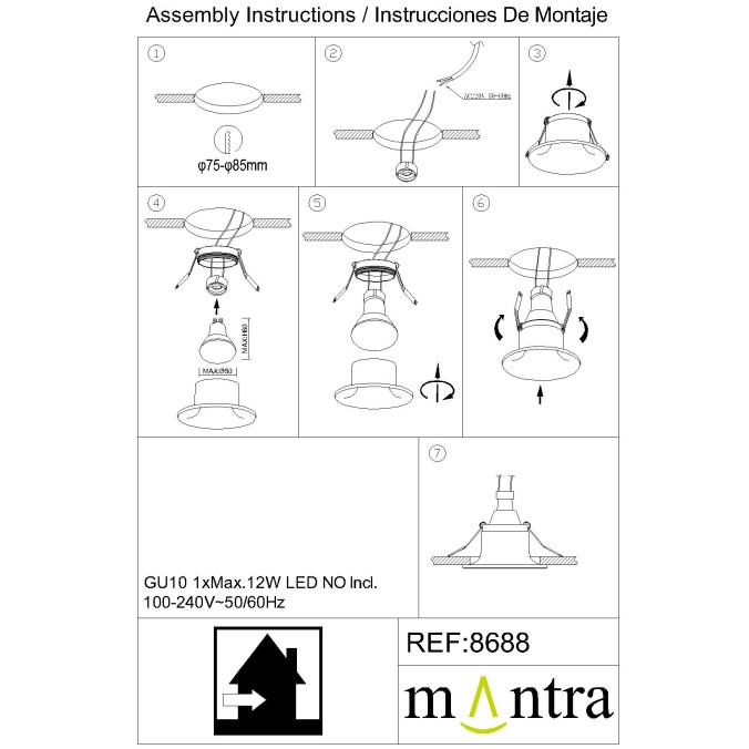 Empotrable  serie LAGOS Blanco - 10x5.2h
