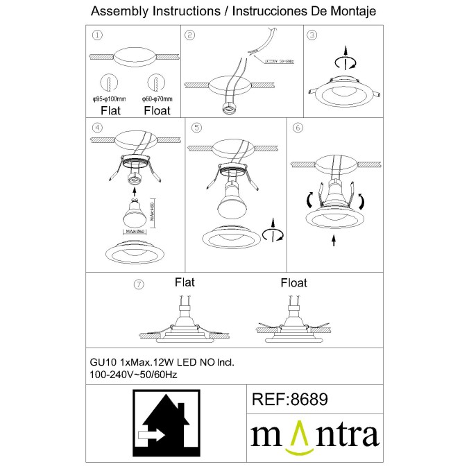 Empotrable  serie LAGOS Blanco - 12x3.35h