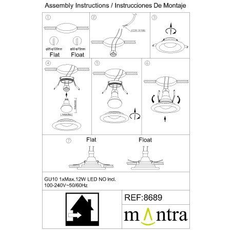Empotrable  serie LAGOS Blanco - 12x3.35h