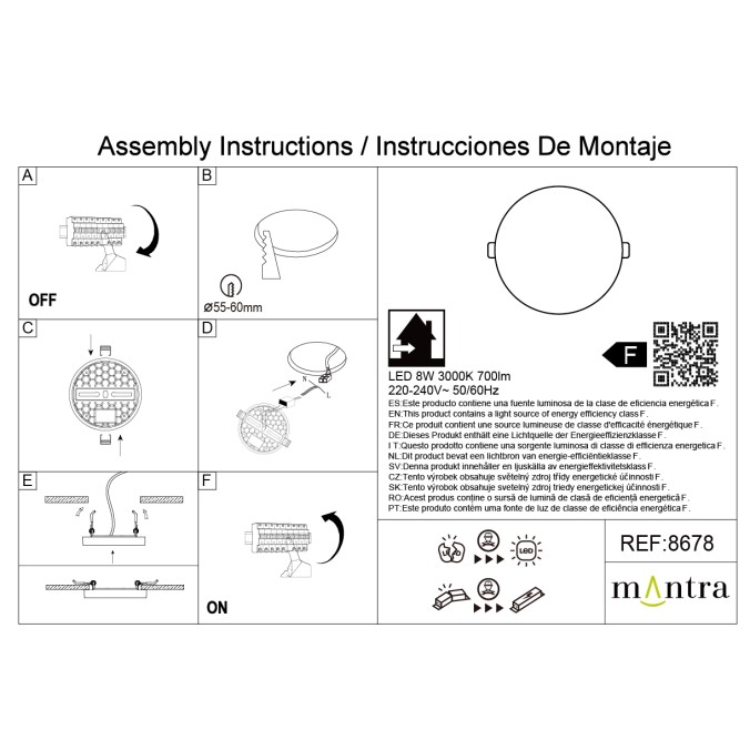 Empotrable LED  serie ALGARVE Blanco - 8.5x1.6h