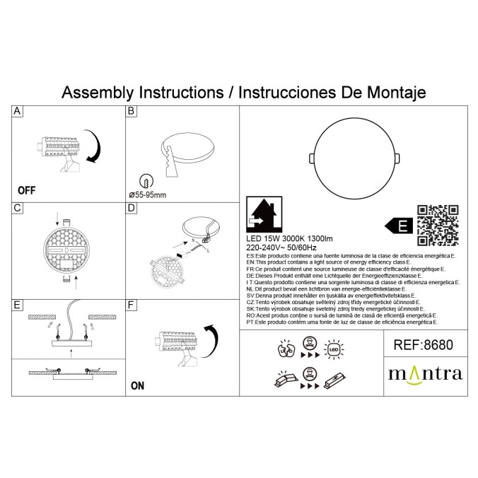 Empotrable LED  serie ALGARVE Blanco - 12x1.7h