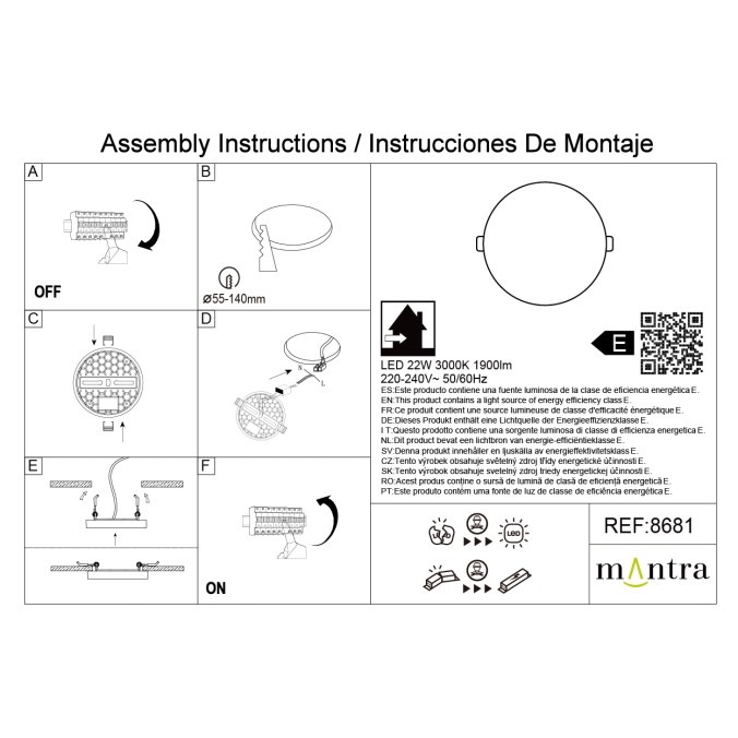Empotrable LED  serie ALGARVE Blanco - 16.9x1.7h