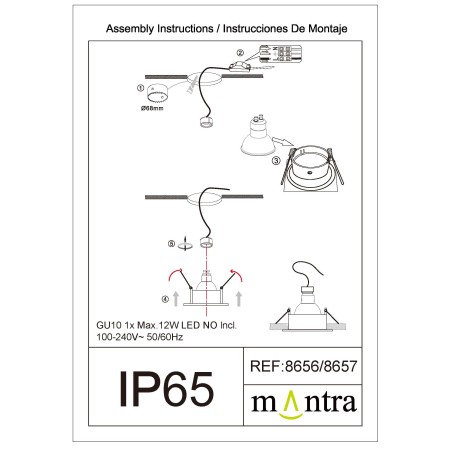 Empotrable  serie TAVIRA Blanco - 8.5x8.5x4h