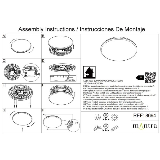 Plafón LED serie ZERO CCT Blanco - 37.6x5.2h