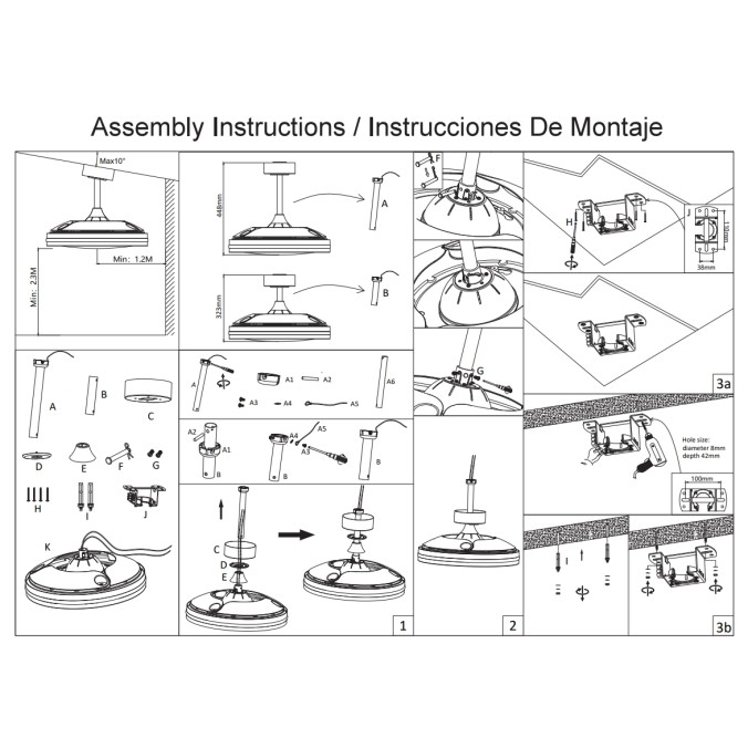 Lámpara LED 50W Ventilador 30W serie RAFAGA Blanco - 50x32.5-45h