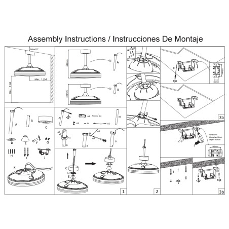 Lámpara LED 50W Ventilador 30W serie RAFAGA Blanco - 50x32.5-45h