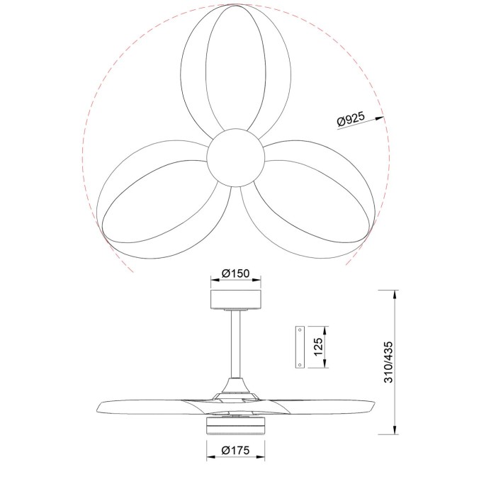 Plafón LED 24W Ventilador 32W serie INFINITY FAN Blanco - 92.6x31-43.5h