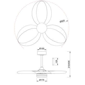 Plafón LED 24W Ventilador 32W serie INFINITY FAN Negro - 92.6x31-43.5h 2