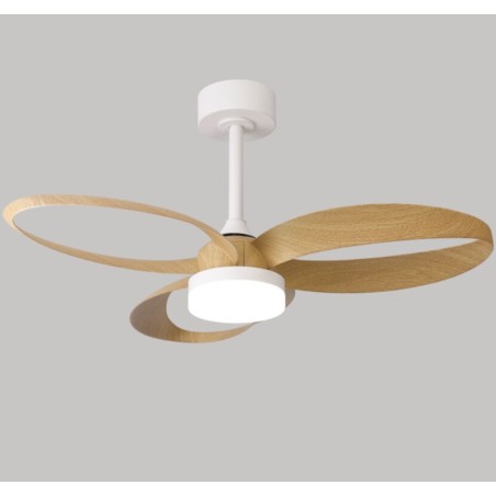 Plafón LED 24W Ventilador 32W serie INFINITY FAN Blanco+Madera - 92.6x31-43.5h