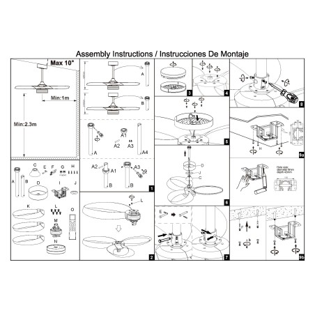 Plafón LED 24W Ventilador 32W serie INFINITY FAN Blanco+Madera - 92.6x31-43.5h