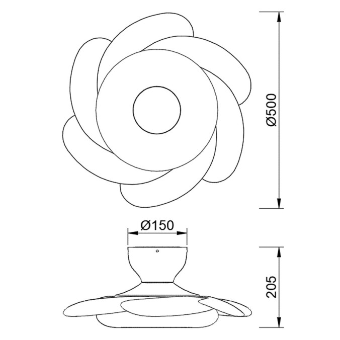 Plafón LED 24W Ventilador 24W serie FLOWER Blanco - 50x20.5h