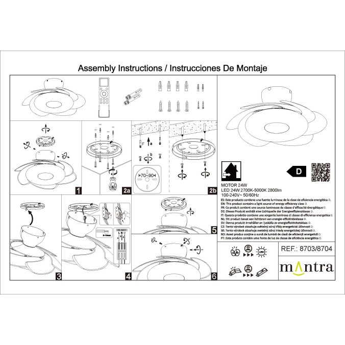 Plafón LED 24W Ventilador 24W serie FLOWER Blanco - 50x20.5h