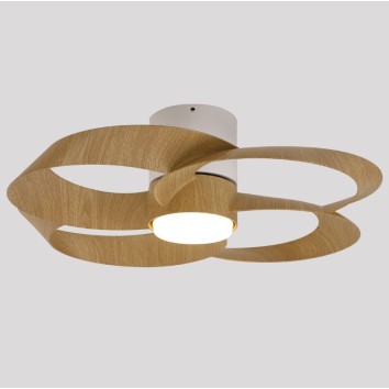 Plafón LED 24W Ventilador 22W serie ROSE Blanco+Madera - 65x21h
