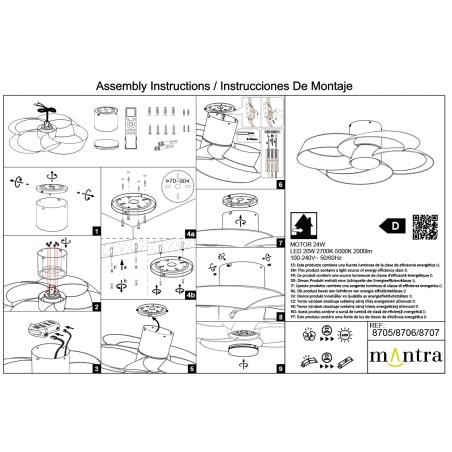 Plafón LED 24W Ventilador 22W serie ROSE Blanco+Madera - 65x21h
