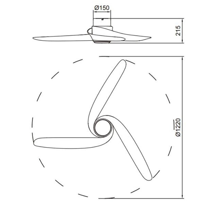 Plafón LED 24W Ventilador 30W serie GROENLAND Negro - 122x21.5h