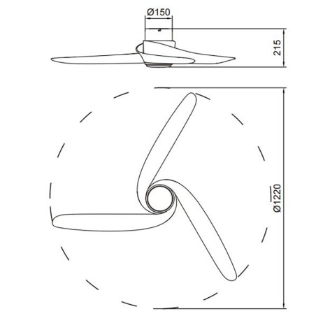 Plafón LED 24W Ventilador 30W serie GROENLAND Negro - 122x21.5h