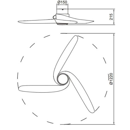 Plafón LED 24W Ventilador 30W serie GROENLAND Blanco+Madera - 122x21.5h