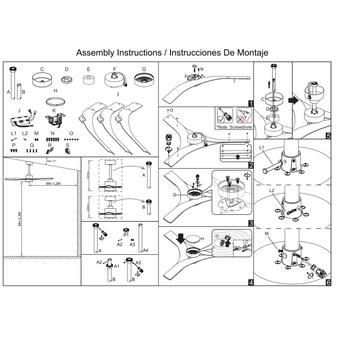 Plafón LED 30W Ventilador 35W serie THAI Negro+Madera - 122x31-43.5h