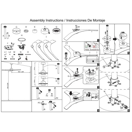 Plafón LED 30W Ventilador 35W serie THAI Negro+Madera - 122x31-43.5h