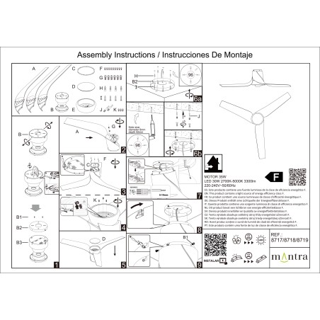 Plafón LED 30W Ventilador 35W serie USHUAIA Negro - 133x28h