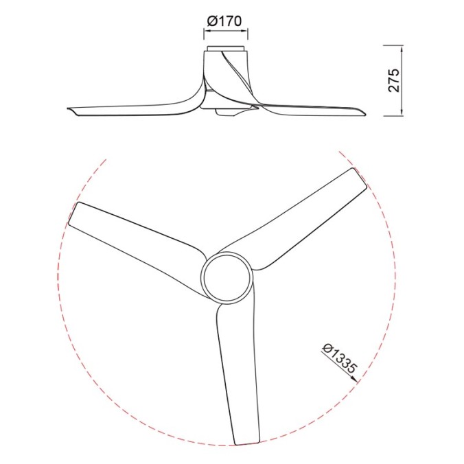 Plafón LED 30W Ventilador 35W serie USHUAIA Blanco+Madera - 133x28h