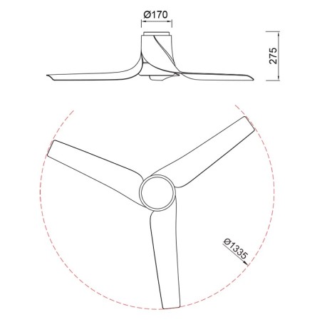 Plafón LED 30W Ventilador 35W serie USHUAIA Blanco+Madera - 133x28h