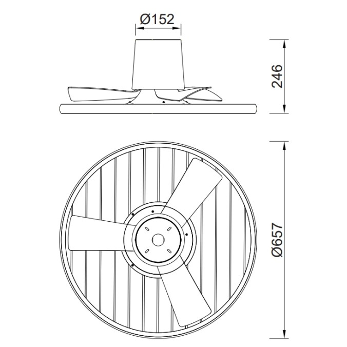 Plafón LED 45W Ventilador 25W serie SOHO Blanco - 66x24.5h