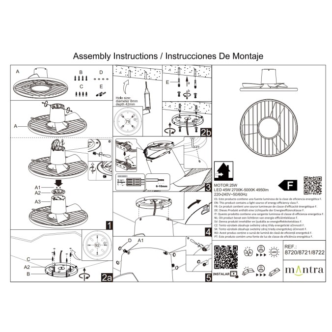 Plafón LED 45W Ventilador 25W serie SOHO Negro - 66x24.5h