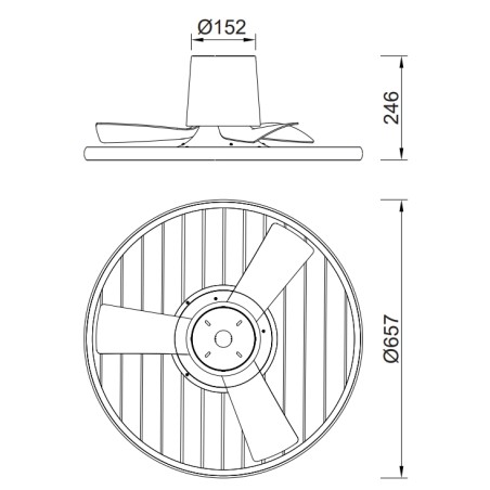 Plafón LED 45W Ventilador 25W serie SOHO Blanco+Madera - 66x24.5h
