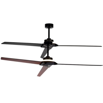 Plafón LED 20W Ventilador 40W serie BRISA Negro+Madera - 177x45.5/70.5h