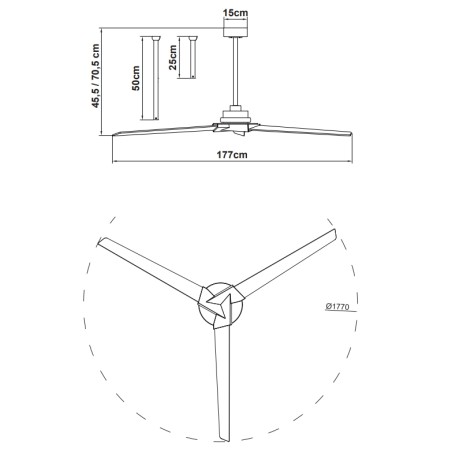 Plafón LED 20W Ventilador 40W serie BRISA Blanco - 177x45.5/70.5h