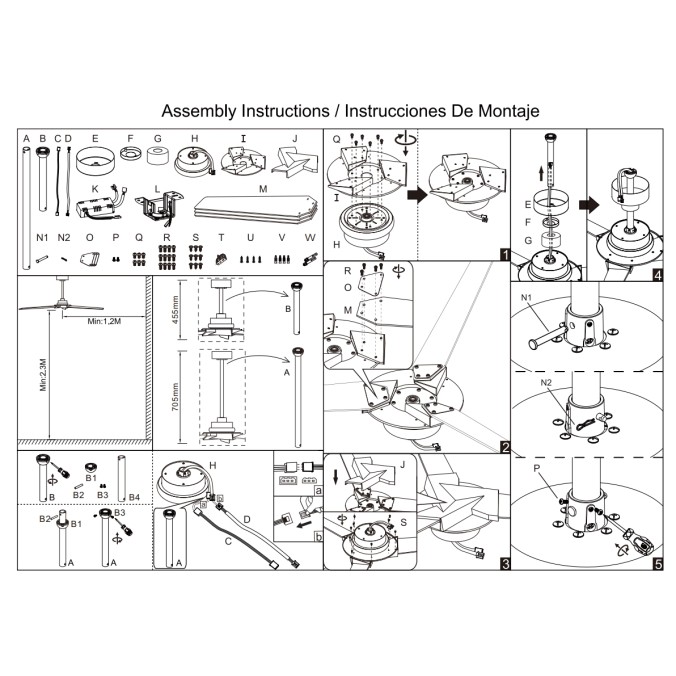 Plafón LED 20W Ventilador 40W serie BRISA Blanco - 177x45.5/70.5h