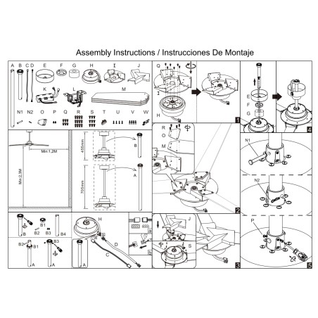 Plafón LED 20W Ventilador 40W serie BRISA Blanco - 177x45.5/70.5h