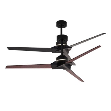Plafón LED 20W Ventilador 40W serie BRISA MINI Negro+Madera - 151x44.5h